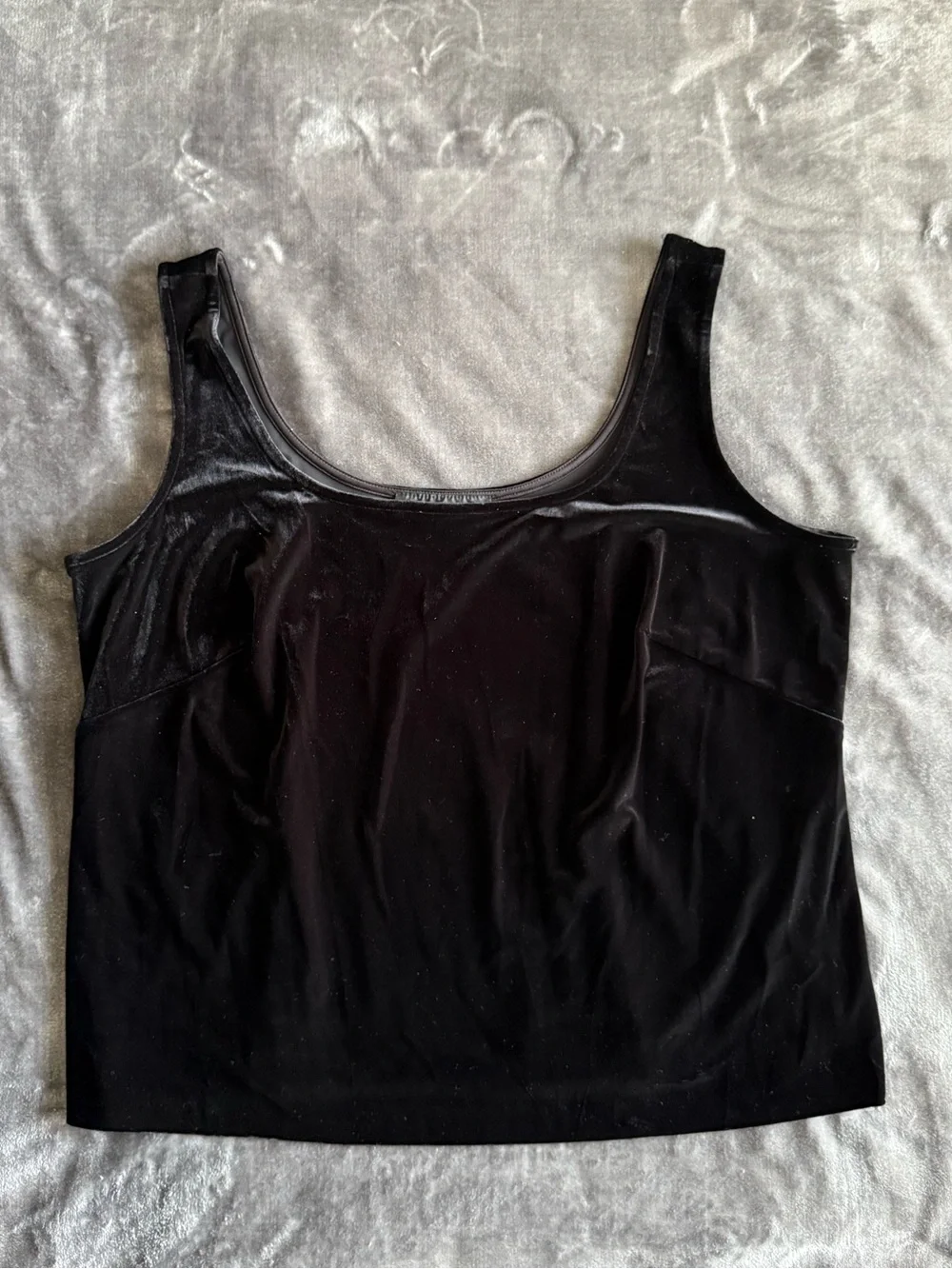 Alex Evenings 2 Piece Crushed Velvet Floral Crinkle Jacket Tank Top Set 1X Black